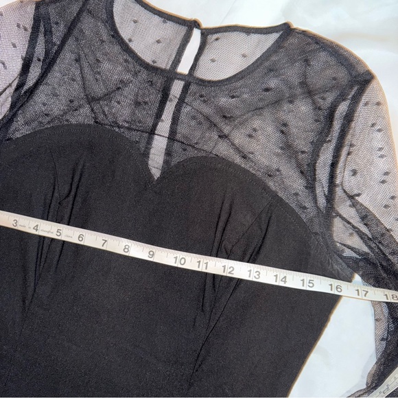 Elegant‎ Black Lace Chest/Sleeves Mid-Calf Dress Sophisticated Goth Ladies L - Picture 9 of 11